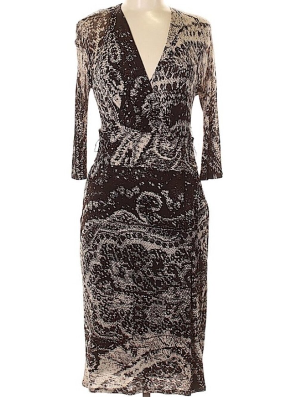 Max Mara Studio Abstract Print Faux Wrap Dress Made in Italy IT 38